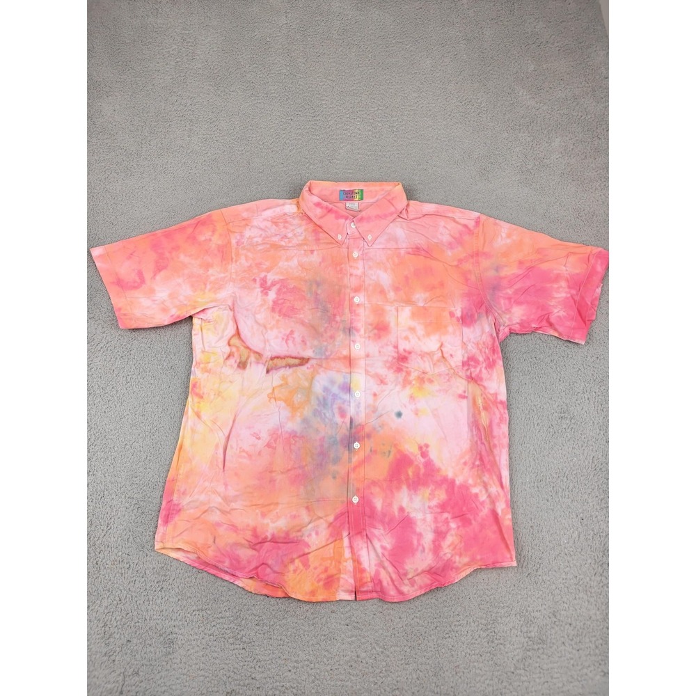 Chinatown Market Shirt Mens XL Multicolor Tie Dye Short Sleeve Button Up Casual